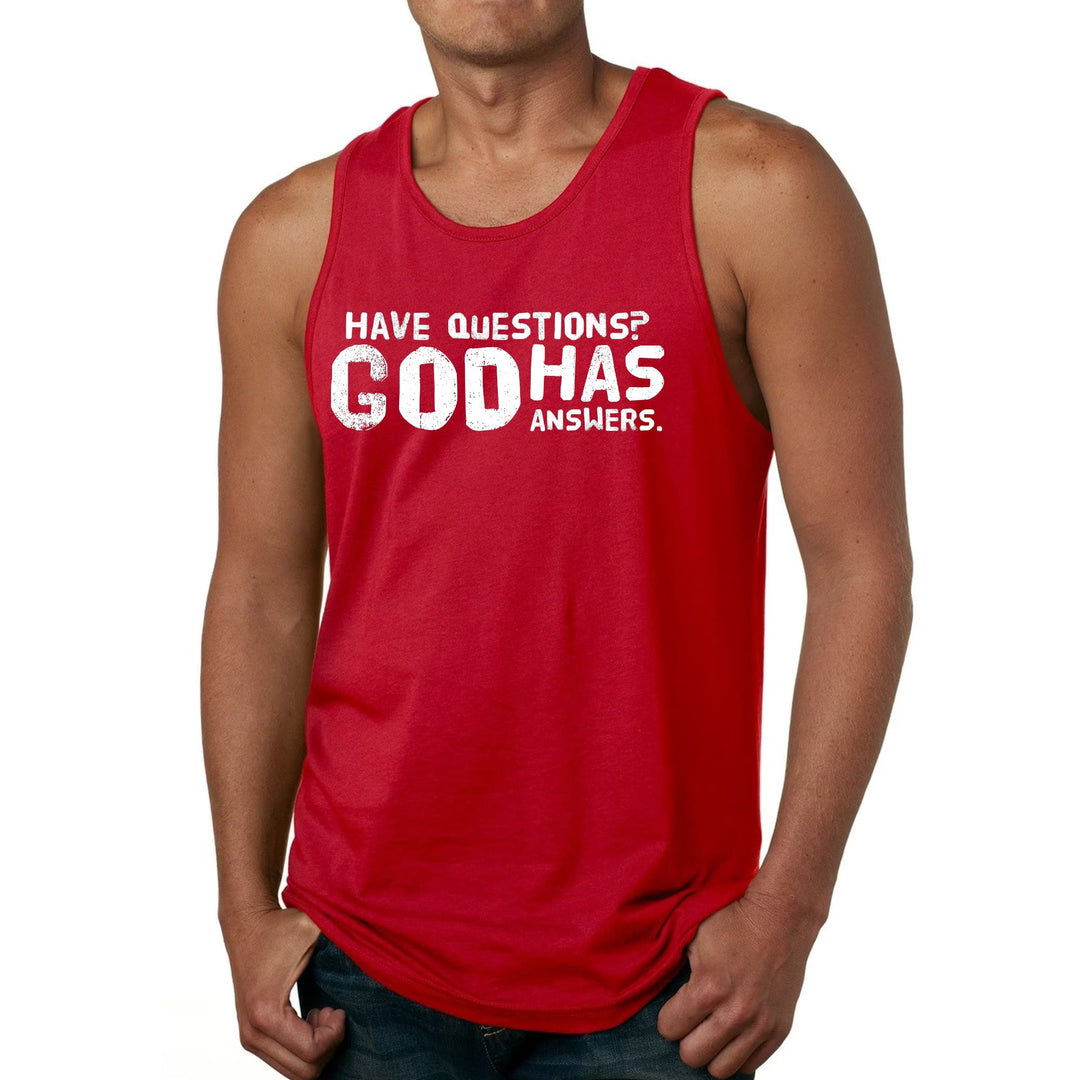 Mens Fitness Tank Top Graphic T-shirt have Questions God has Answers - Mens