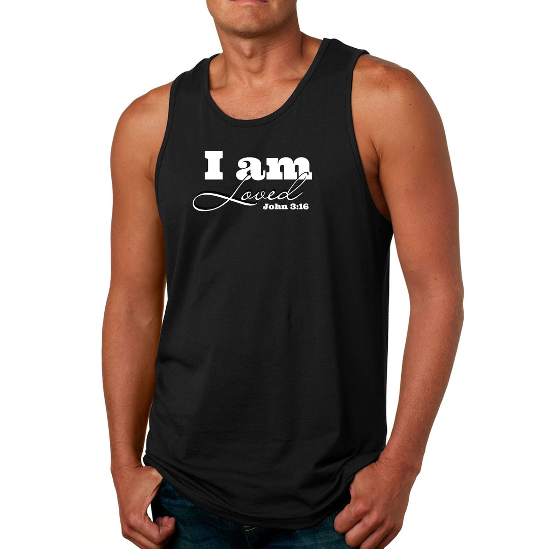 Mens Fitness Tank Top Graphic T-shirt i Am Loved - John 3:16 - Mens | Tank Tops