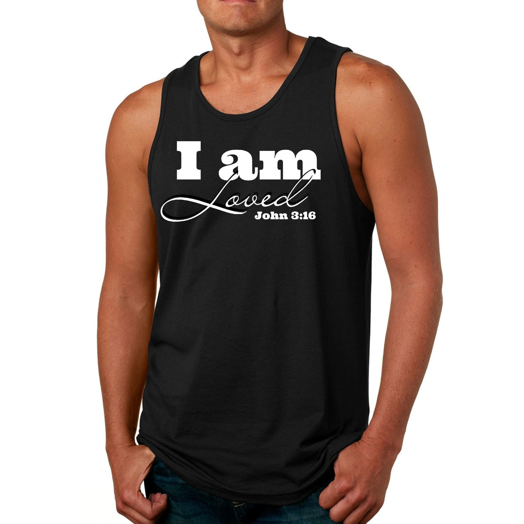 Mens Fitness Tank Top Graphic T-shirt i am Loved - John 3:16 - Mens | Tank Tops