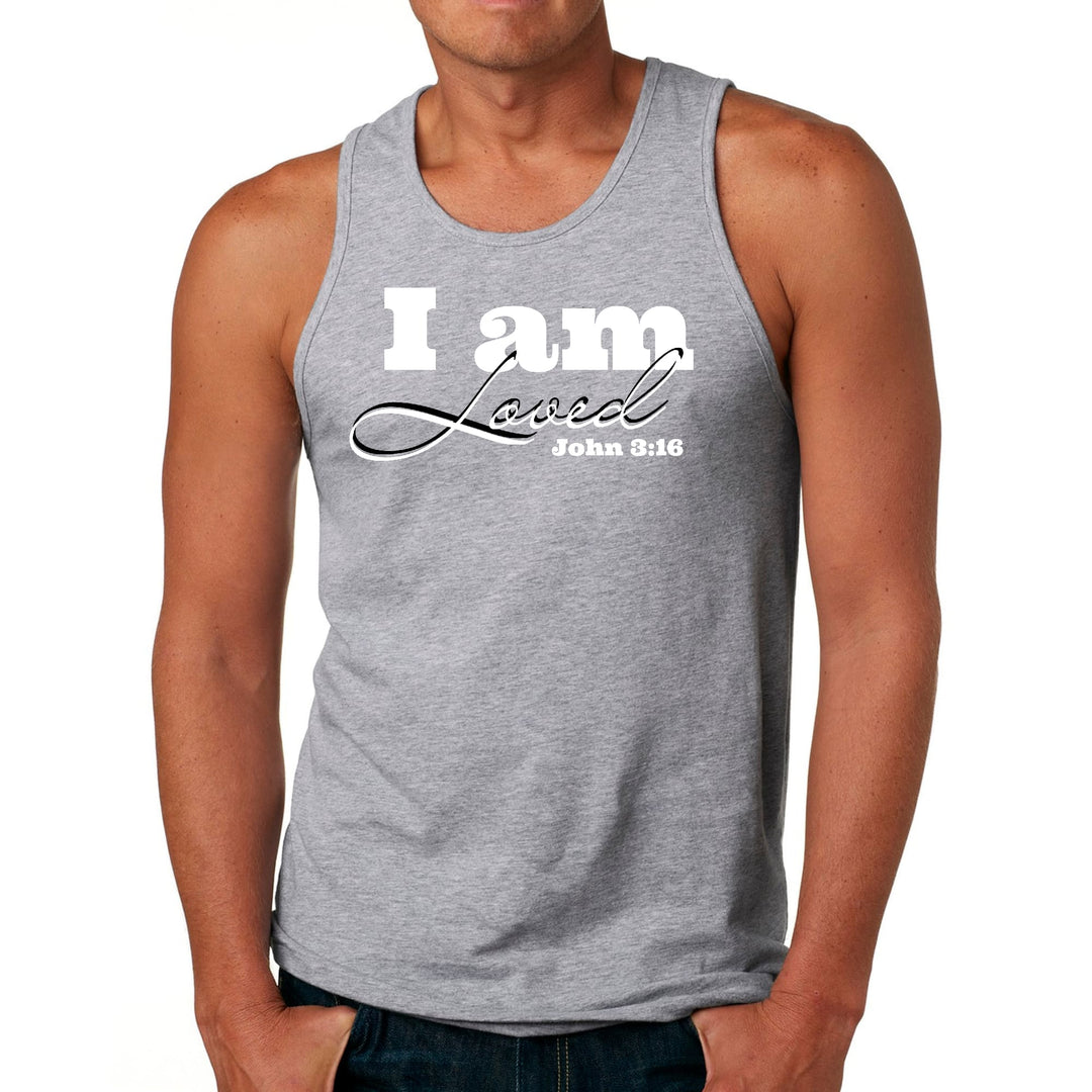 Mens Fitness Tank Top Graphic T-shirt i am Loved - John 3:16 - Mens | Tank Tops