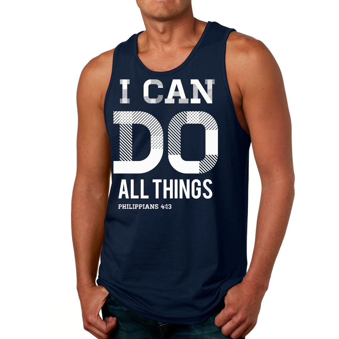 Mens Fitness Tank Top Graphic T-shirt i can do All Things Philippians - Mens