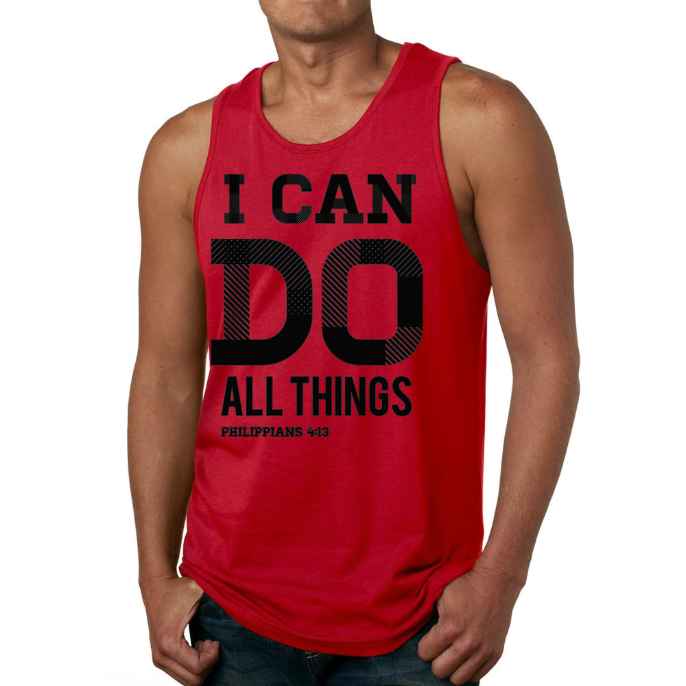 Mens Fitness Tank Top Graphic T-shirt i can do All Things Philippians - Mens