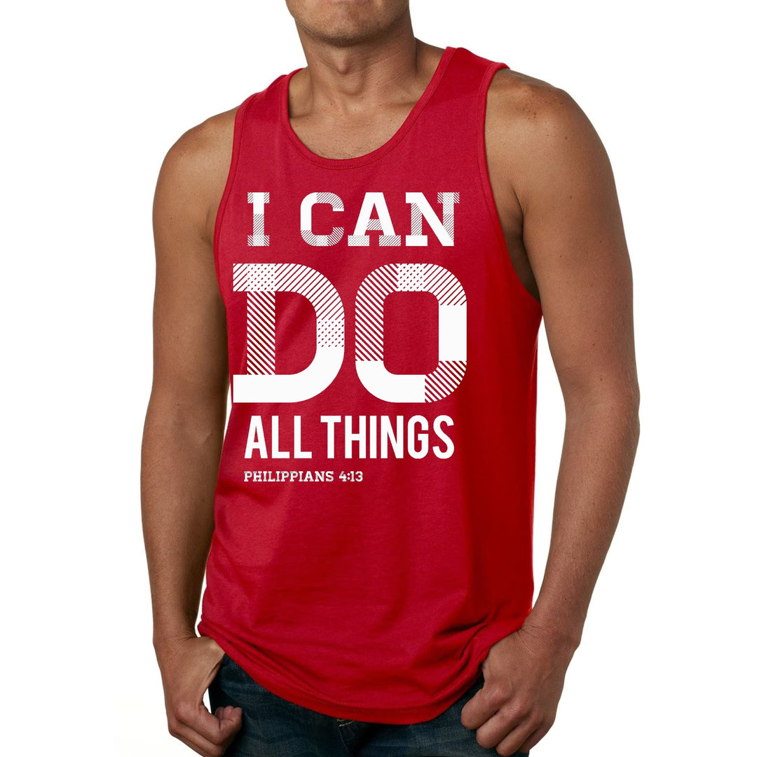 Mens Fitness Tank Top Graphic T-shirt i can do All Things Philippians - Mens