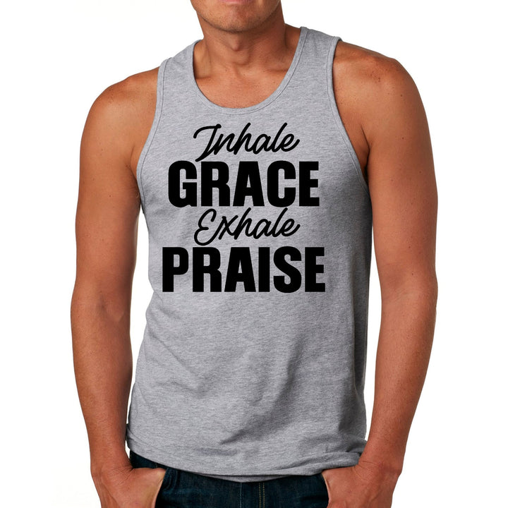 Mens Fitness Tank Top Graphic T-shirt Inhale Grace Exhale Praise - Mens | Tank