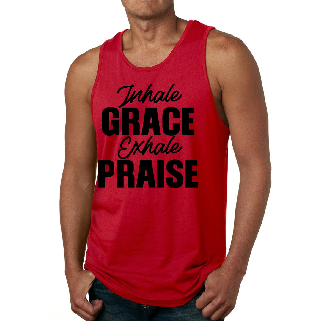 Mens Fitness Tank Top Graphic T-shirt Inhale Grace Exhale Praise - Mens | Tank