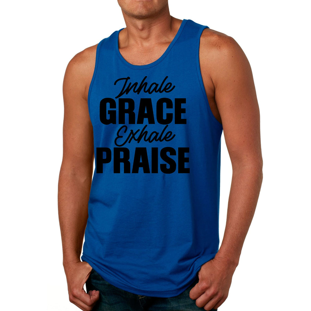 Mens Fitness Tank Top Graphic T-shirt Inhale Grace Exhale Praise - Mens | Tank