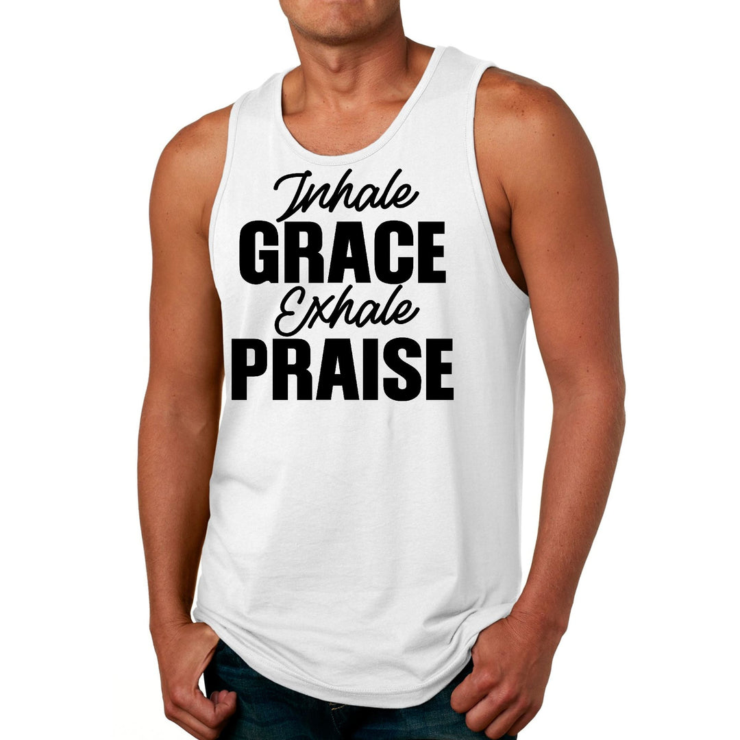 Mens Fitness Tank Top Graphic T-shirt Inhale Grace Exhale Praise - Mens | Tank