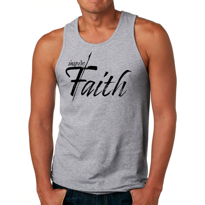 Mens Fitness Tank Top Graphic T-shirt Inspire Faith Black Print - Mens | Tank