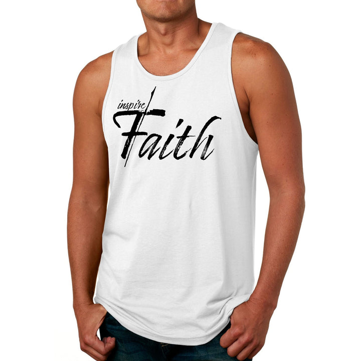 Mens Fitness Tank Top Graphic T-shirt Inspire Faith Black Print - Mens | Tank