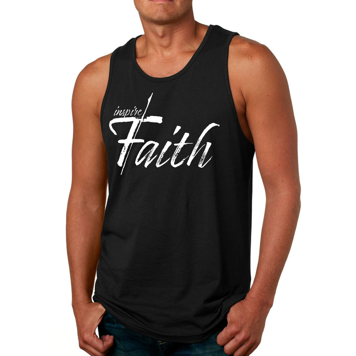 Mens Fitness Tank Top Graphic T-shirt Inspire Faith White Print - Mens | Tank