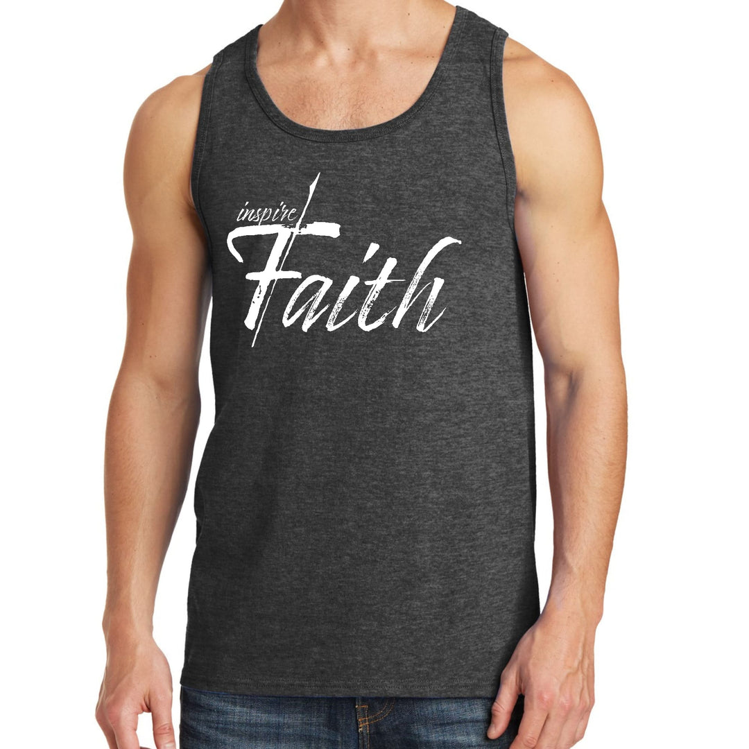 Mens Fitness Tank Top Graphic T-shirt Inspire Faith White Print - Mens | Tank