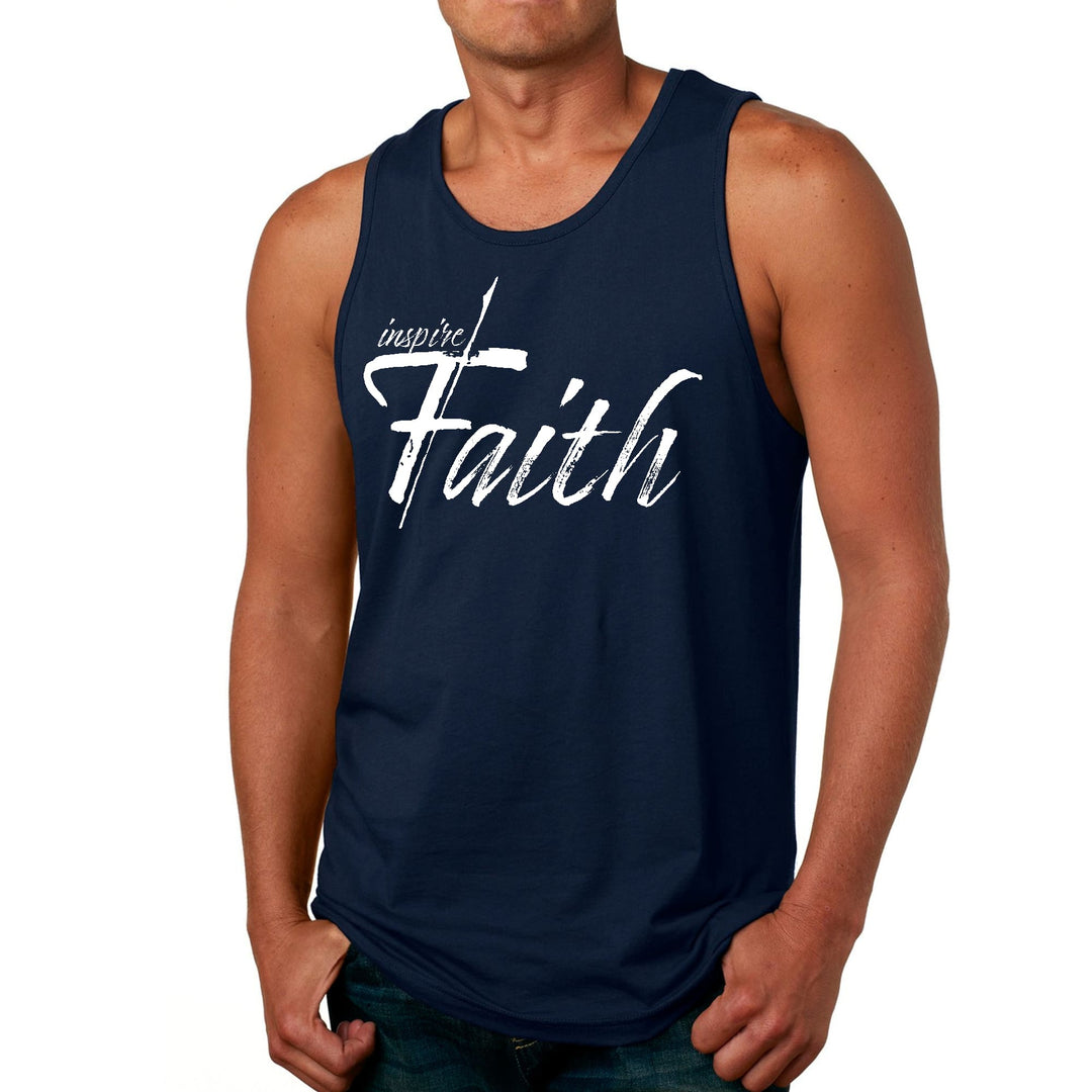 Mens Fitness Tank Top Graphic T-shirt Inspire Faith White Print - Mens | Tank