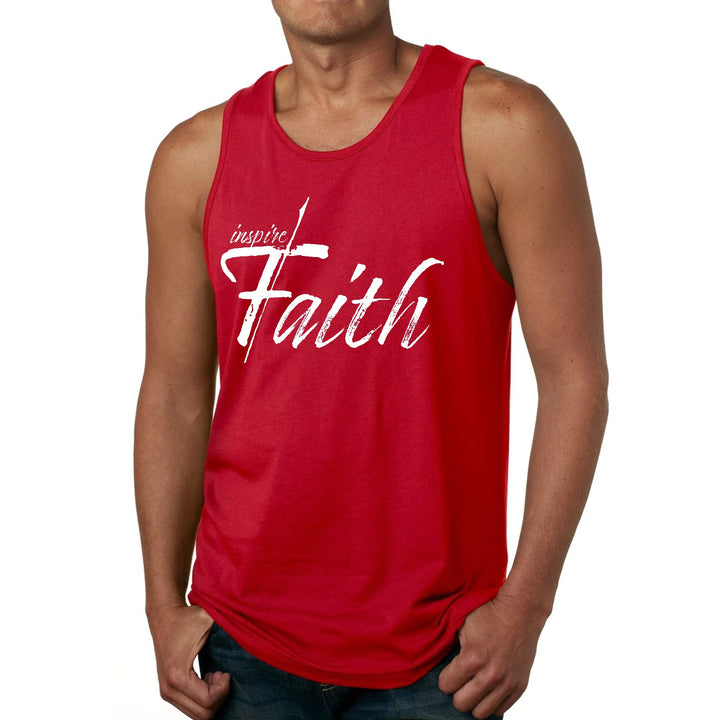 Mens Fitness Tank Top Graphic T-shirt Inspire Faith White Print - Mens | Tank