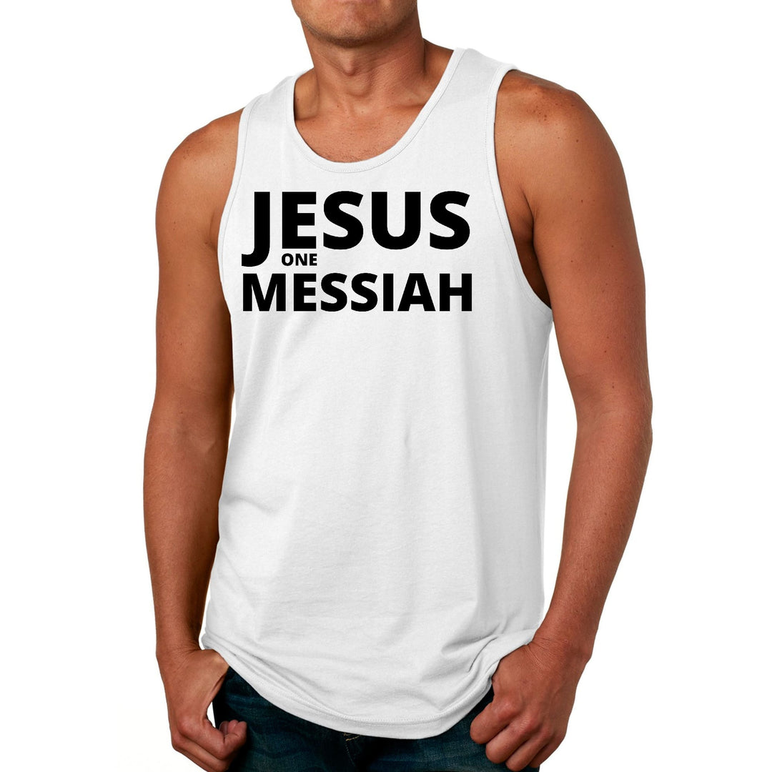 Mens Fitness Tank Top Graphic T-shirt Jesus one Messiah Black - Mens | Tank Tops