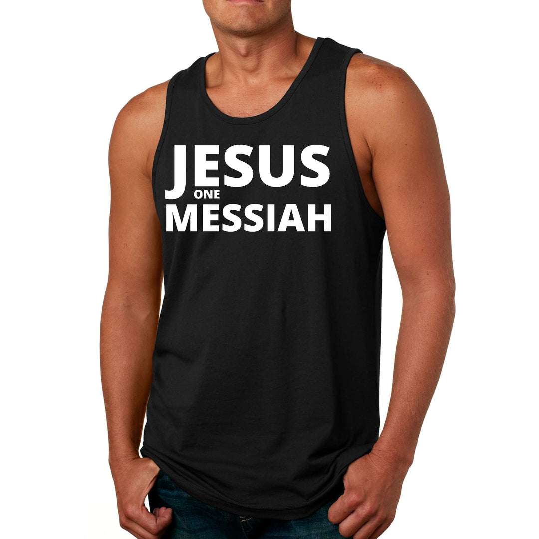 Mens Fitness Tank Top Graphic T-shirt Jesus one Messiah - Mens | Tank Tops