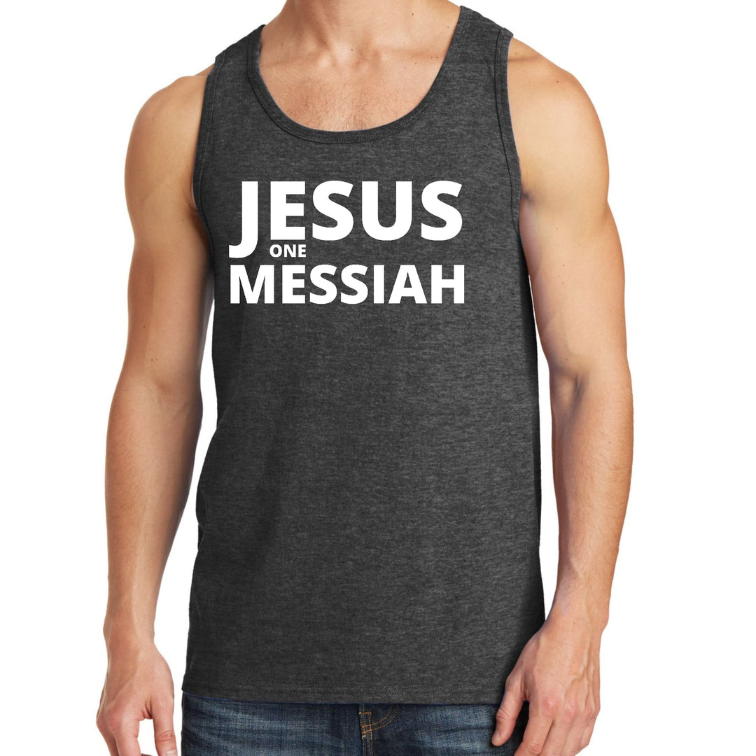 Mens Fitness Tank Top Graphic T-shirt Jesus one Messiah - Mens | Tank Tops