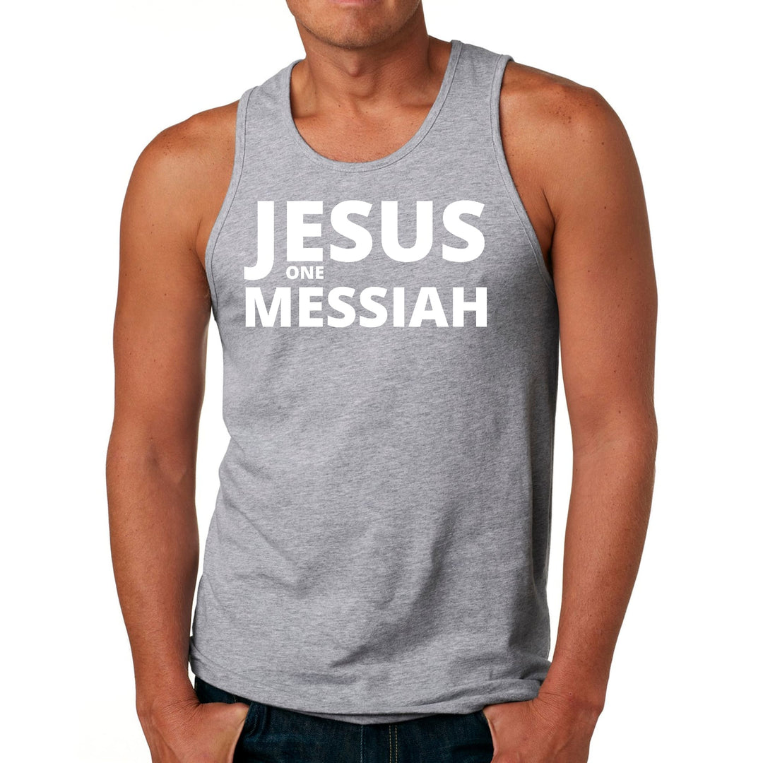 Mens Fitness Tank Top Graphic T-shirt Jesus one Messiah - Mens | Tank Tops