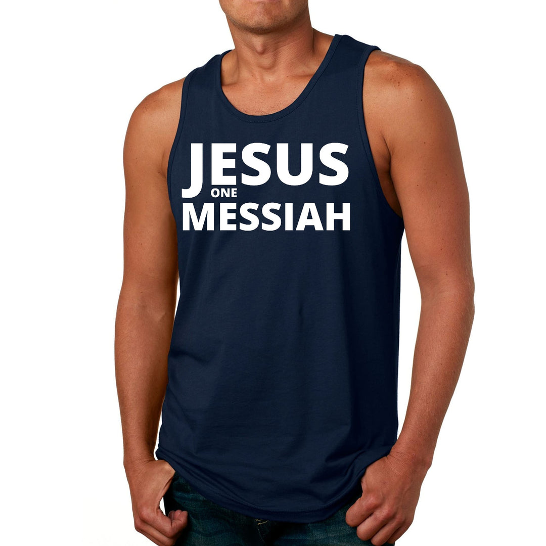 Mens Fitness Tank Top Graphic T-shirt Jesus one Messiah - Mens | Tank Tops