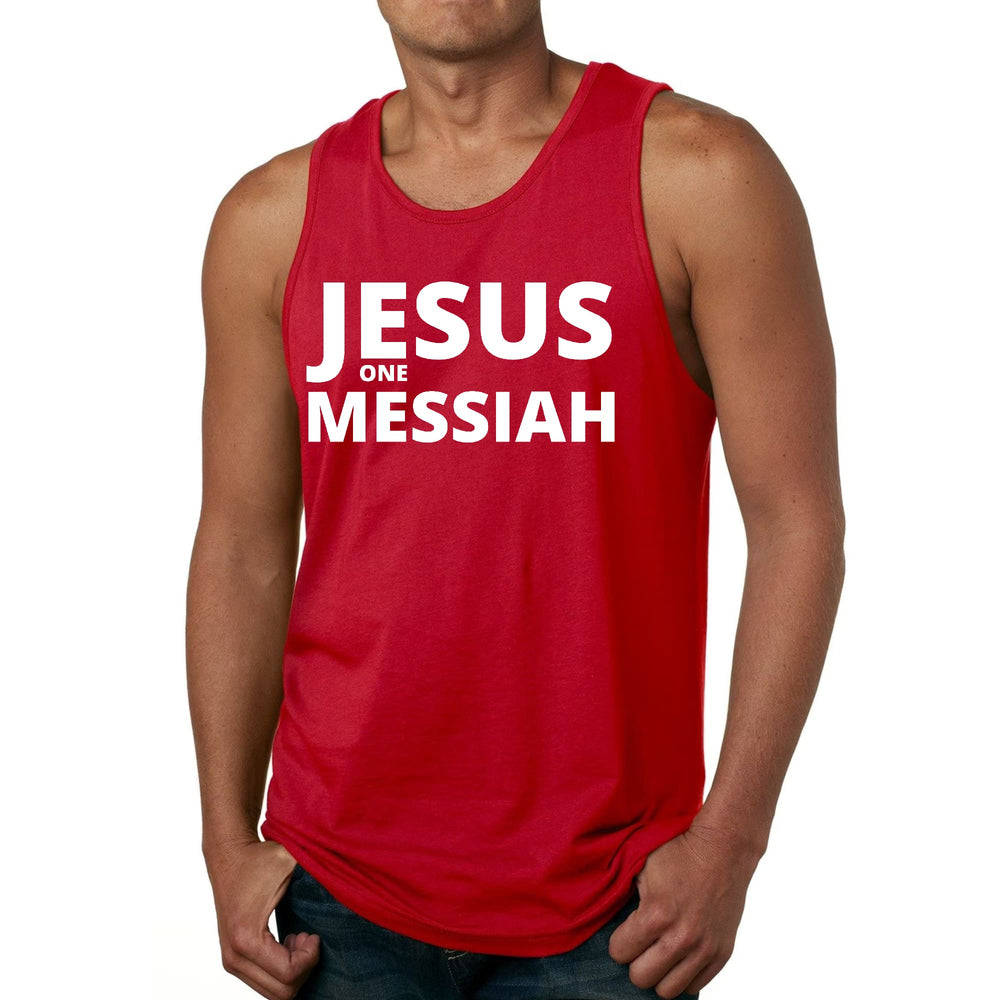 Mens Fitness Tank Top Graphic T-shirt Jesus one Messiah - Mens | Tank Tops