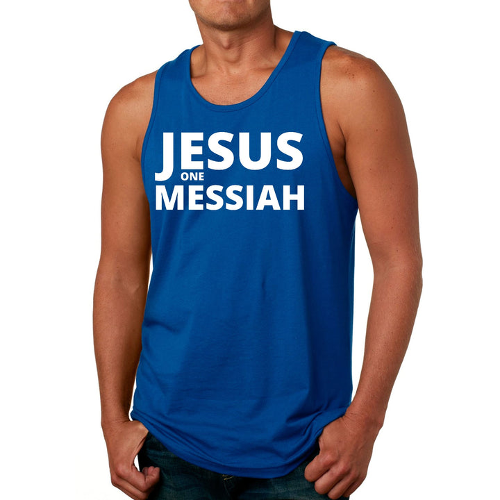 Mens Fitness Tank Top Graphic T-shirt Jesus one Messiah - Mens | Tank Tops