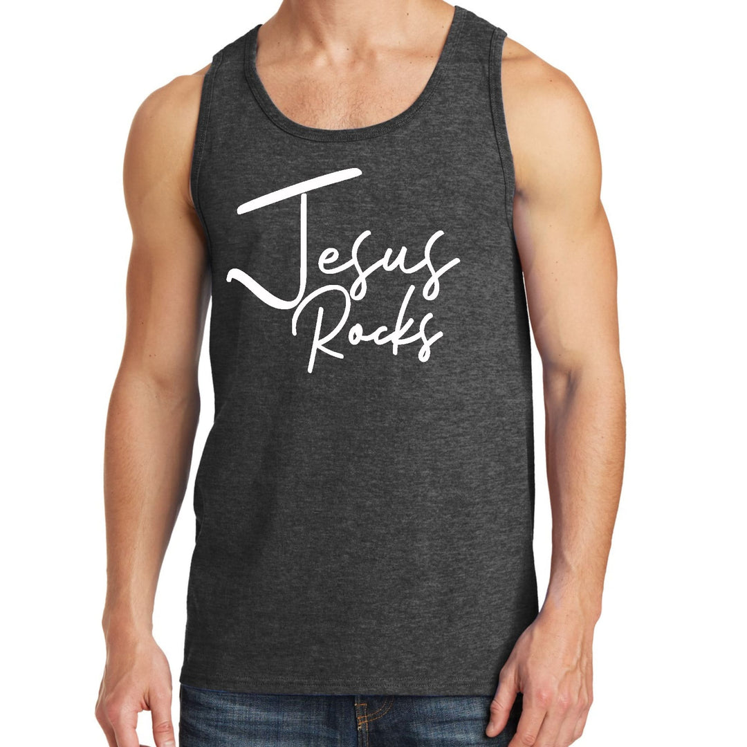 Mens Fitness Tank Top Graphic T-shirt Jesus Rocks Print - Mens | Tank Tops