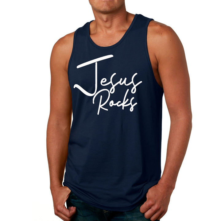 Mens Fitness Tank Top Graphic T-shirt Jesus Rocks Print - Mens | Tank Tops