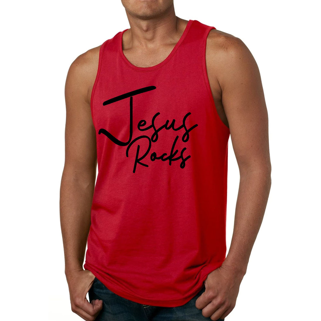 Mens Fitness Tank Top Graphic T-shirt Jesus Rocks Print - Mens | Tank Tops