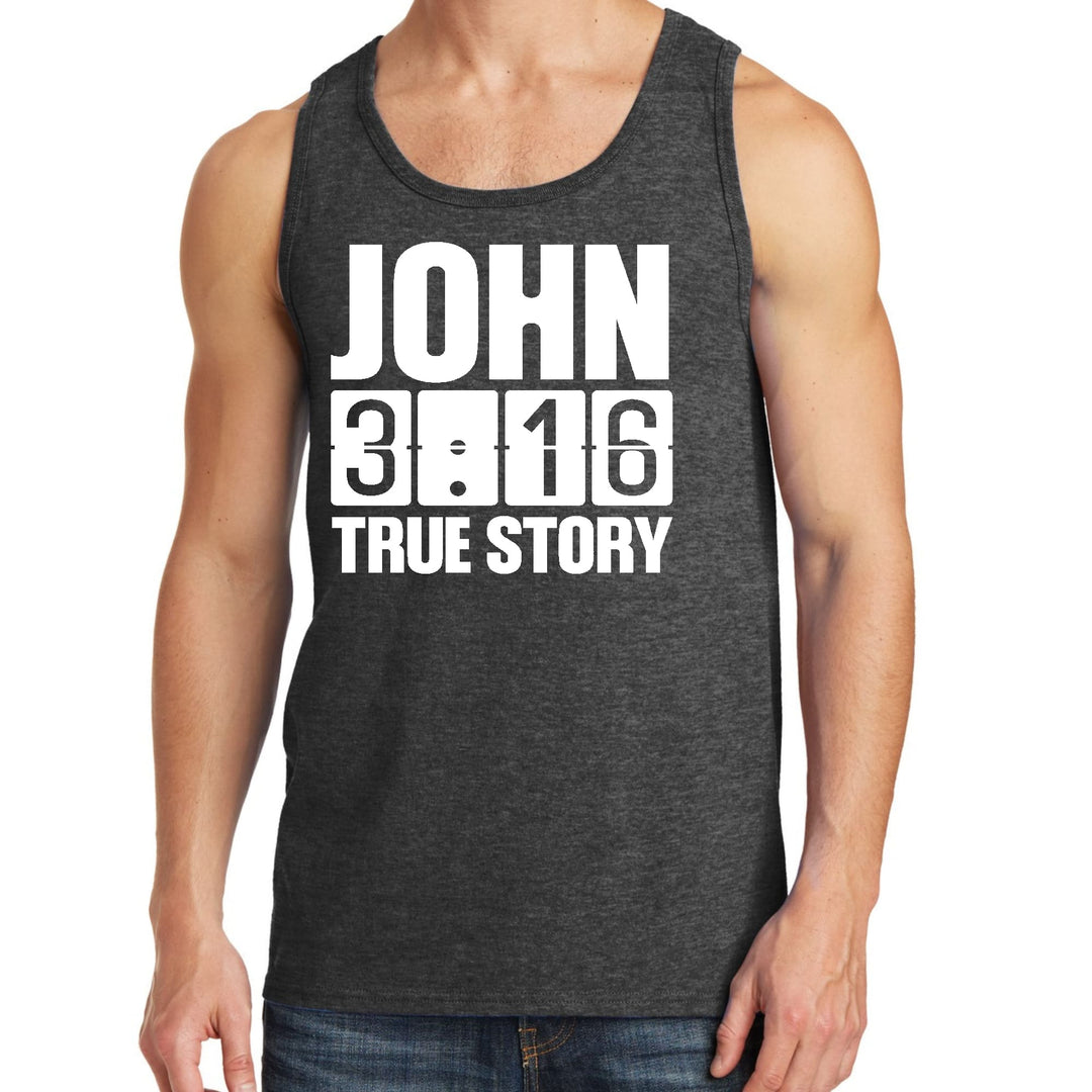 Mens Fitness Tank Top Graphic T-shirt John 3:16 True Story Print - Mens | Tank