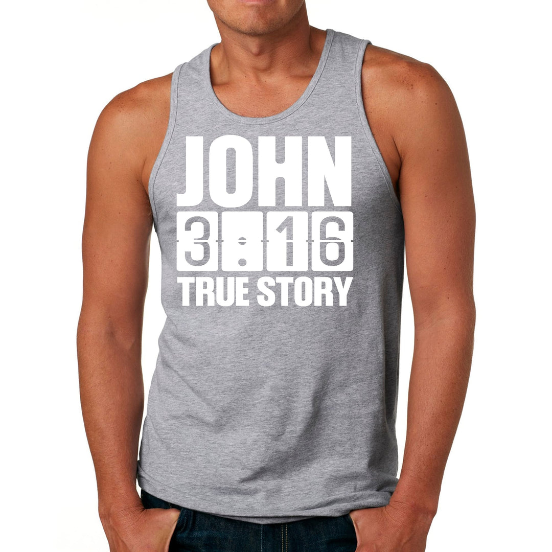 Mens Fitness Tank Top Graphic T-shirt John 3:16 True Story Print - Mens | Tank