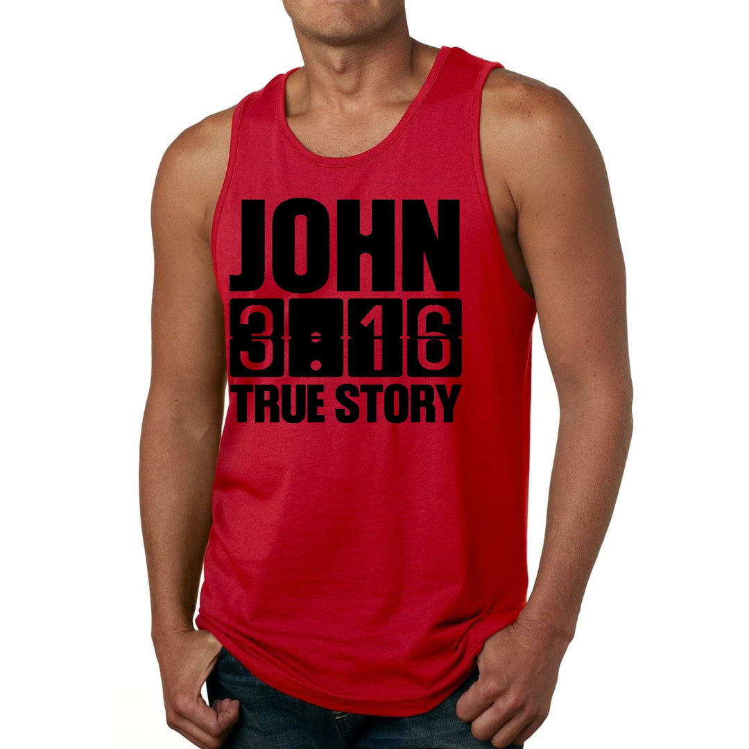 Mens Fitness Tank Top Graphic T-shirt John 3:16 True Story Print - Mens | Tank