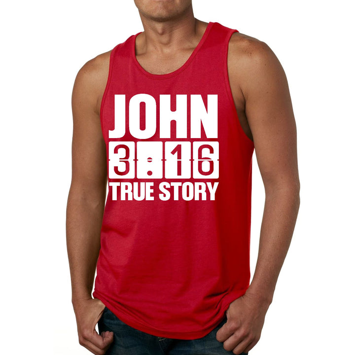 Mens Fitness Tank Top Graphic T-shirt John 3:16 True Story Print - Mens | Tank