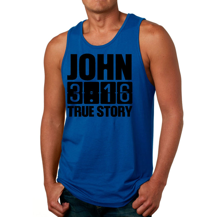 Mens Fitness Tank Top Graphic T-shirt John 3:16 True Story Print - Mens | Tank