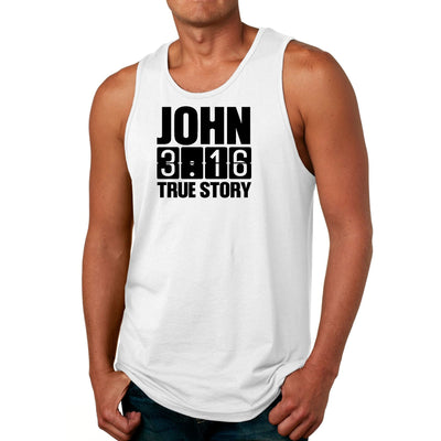 Mens Fitness Tank Top Graphic T-shirt John 3:16 True Story Print - Mens | Tank