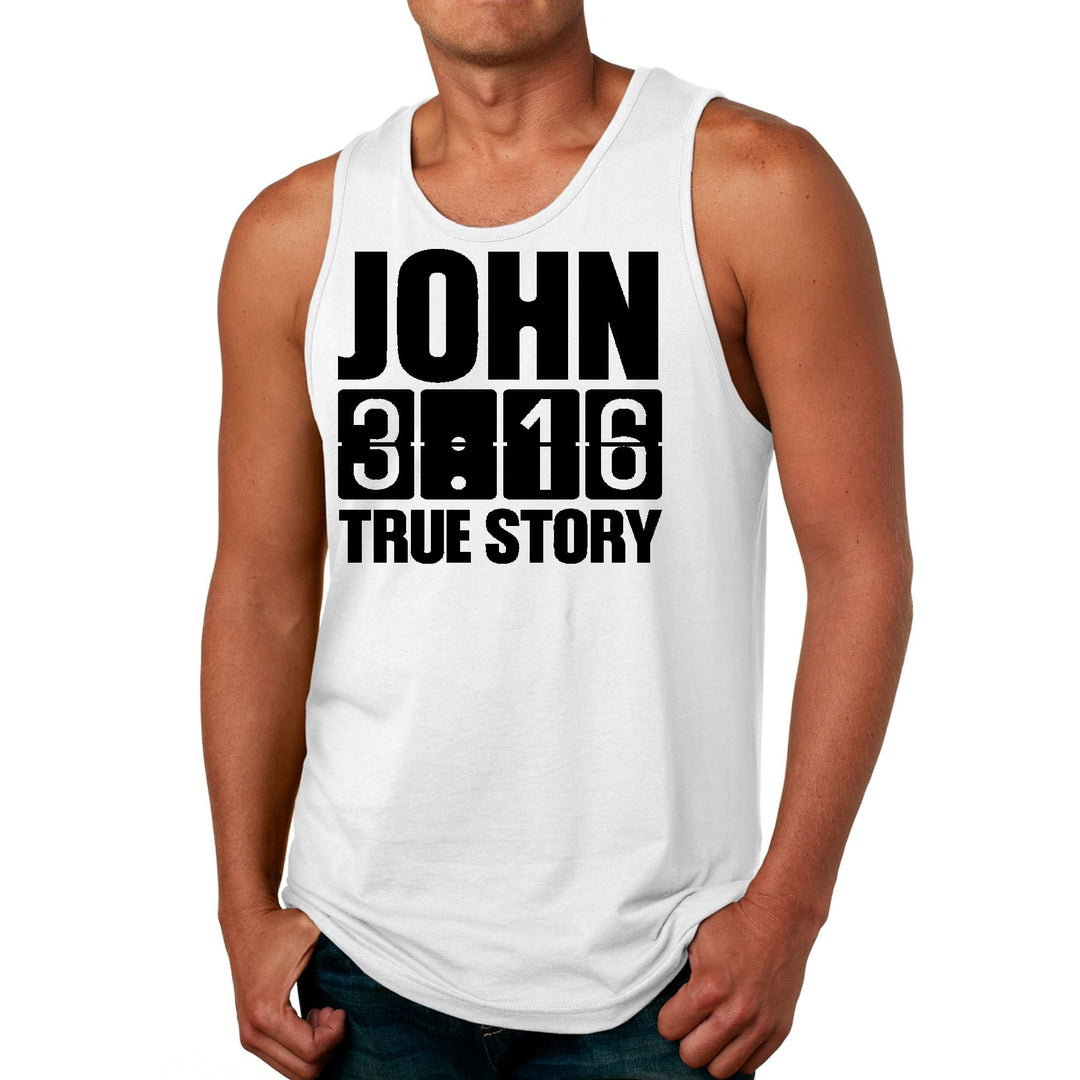 Mens Fitness Tank Top Graphic T-shirt John 3:16 True Story Print - Mens | Tank