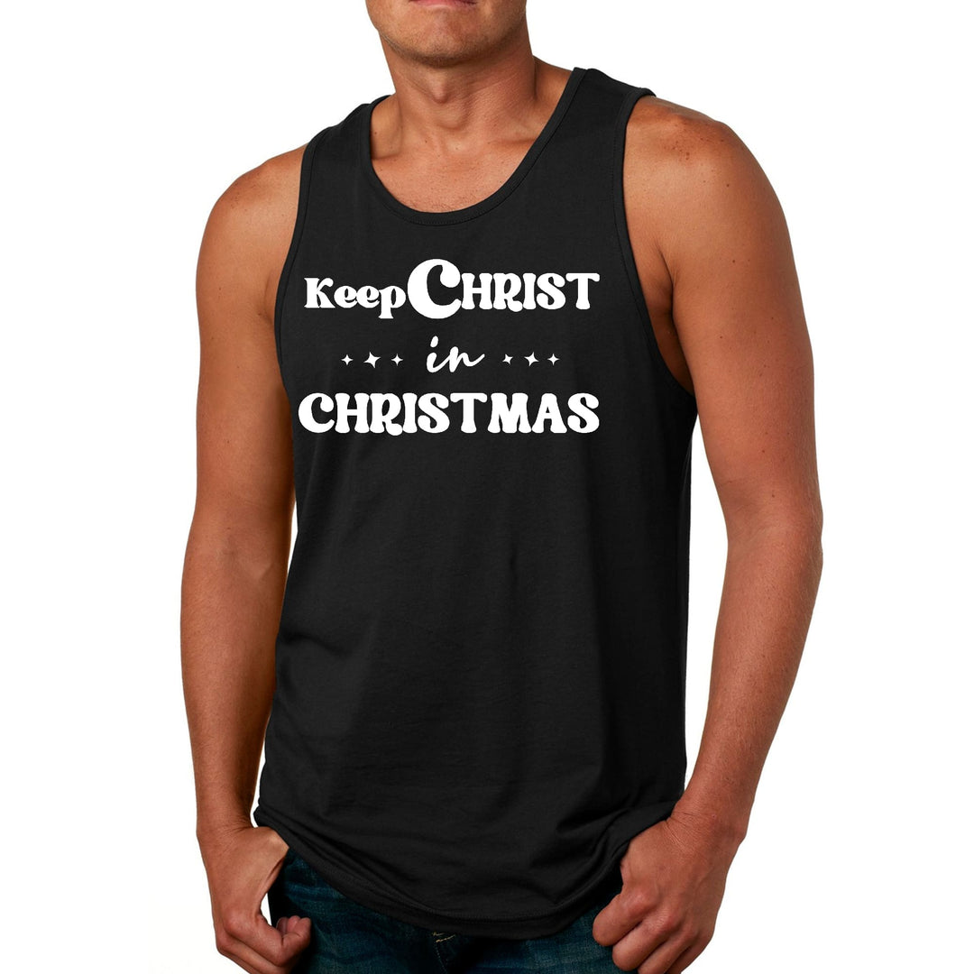 Mens Fitness Tank Top Graphic T-shirt Keep Christ in Christmas, - Mens | Tank