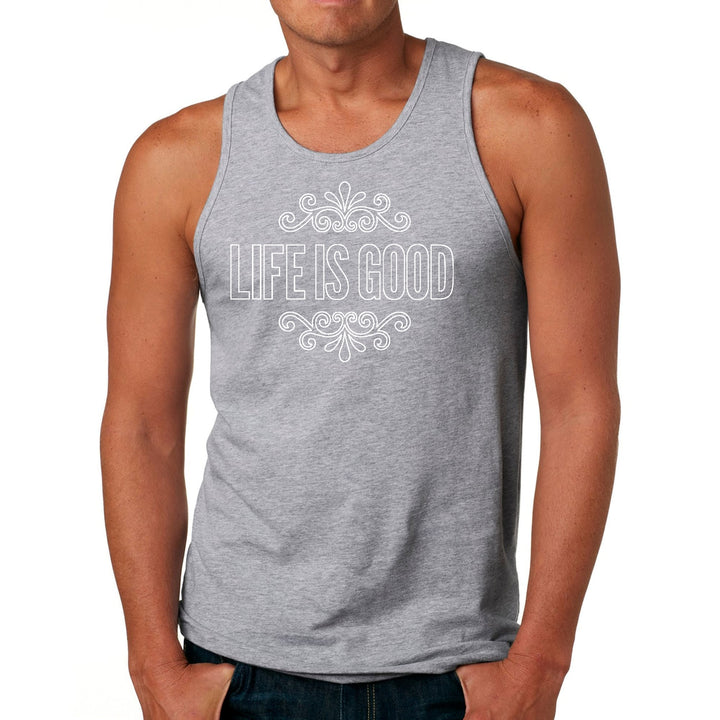 Mens Fitness Tank Top Graphic T-shirt Life is Good Word Art - Mens | Tank Tops