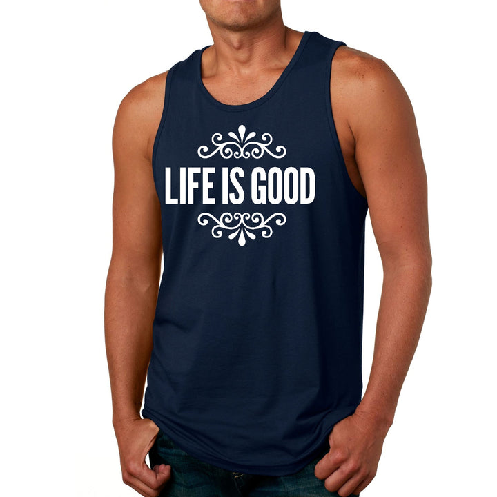 Mens Fitness Tank Top Graphic T-shirt Life is Good Word Art - Mens | Tank Tops