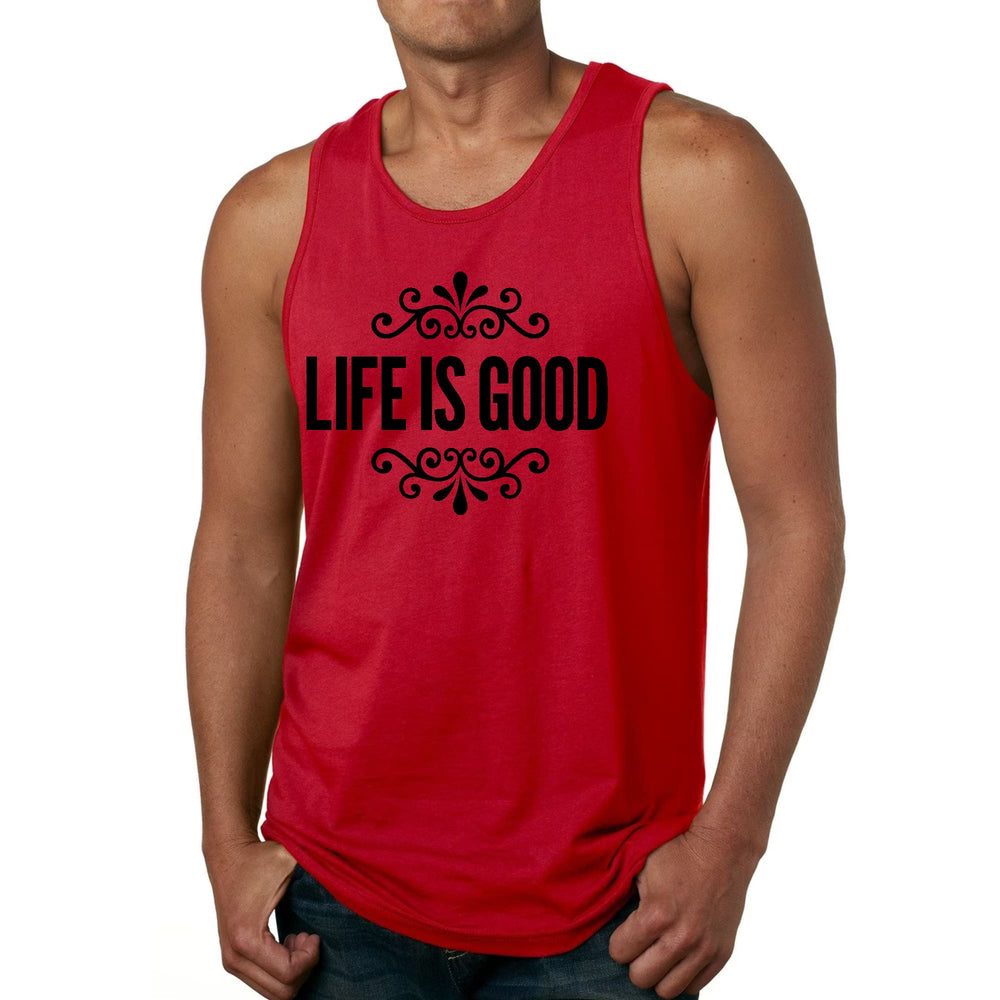 Mens Fitness Tank Top Graphic T-shirt Life is Good Word Art - Mens | Tank Tops