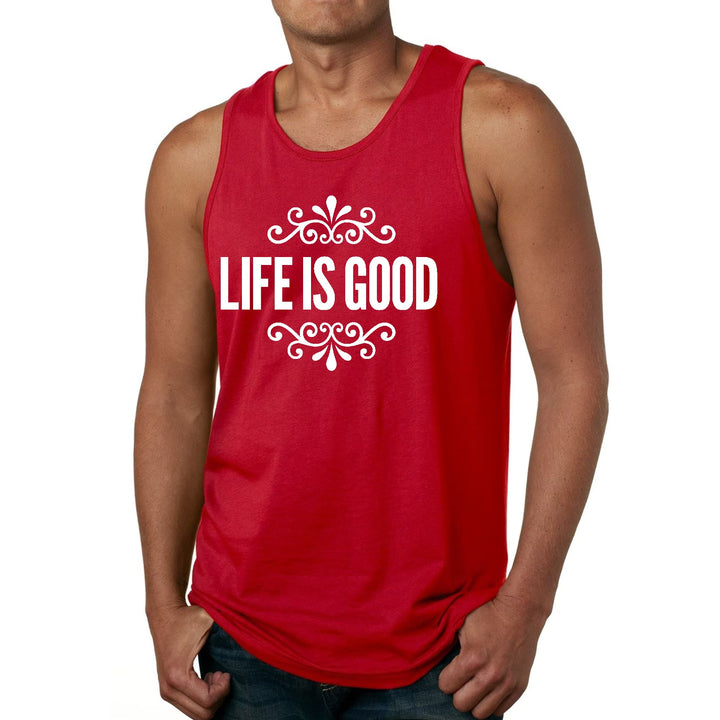 Mens Fitness Tank Top Graphic T-shirt Life is Good Word Art - Mens | Tank Tops