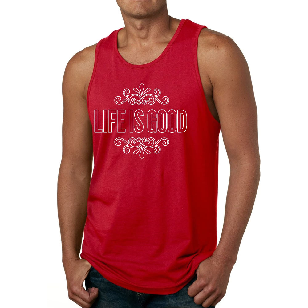 Mens Fitness Tank Top Graphic T-shirt Life is Good Word Art - Mens | Tank Tops