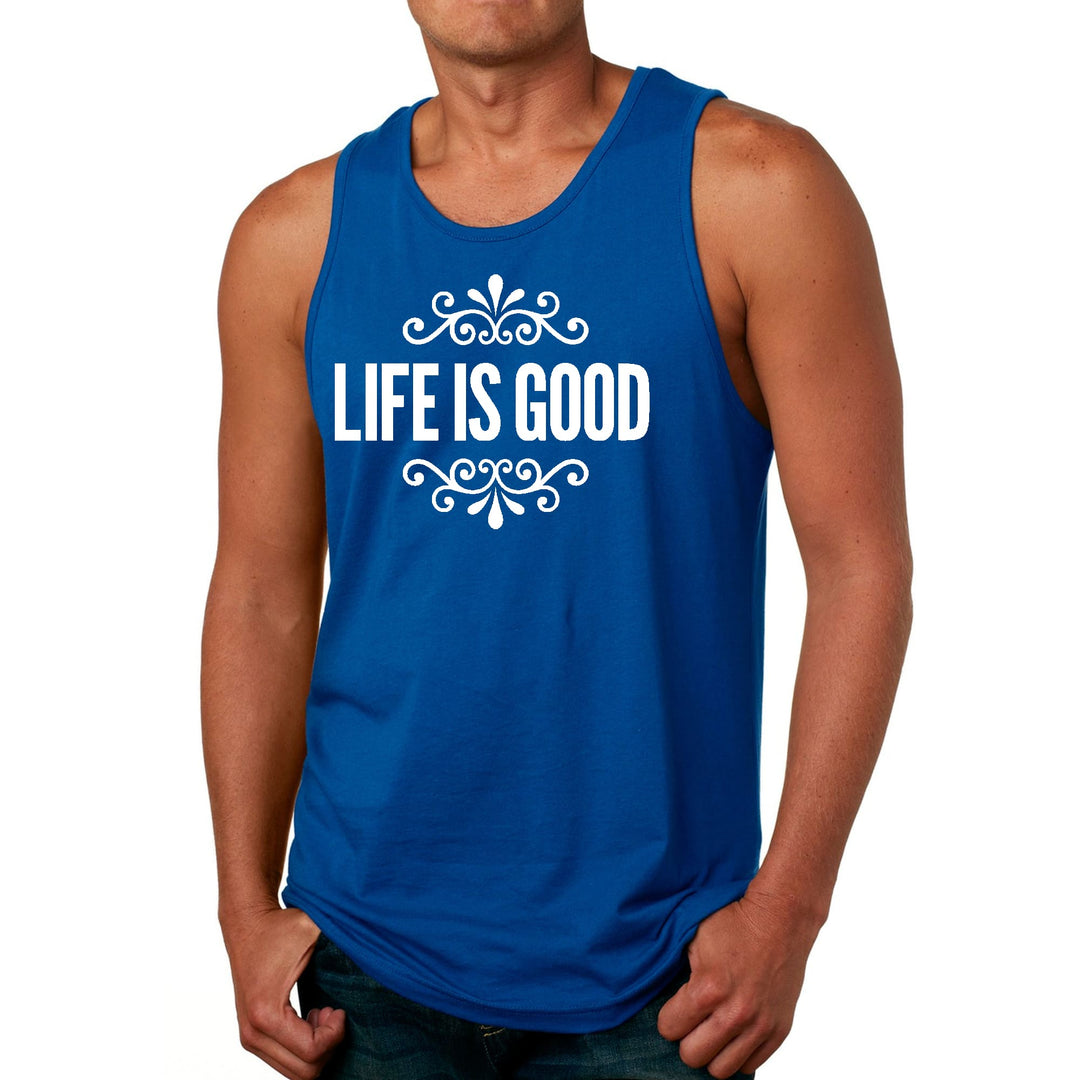 Mens Fitness Tank Top Graphic T-shirt Life is Good Word Art - Mens | Tank Tops