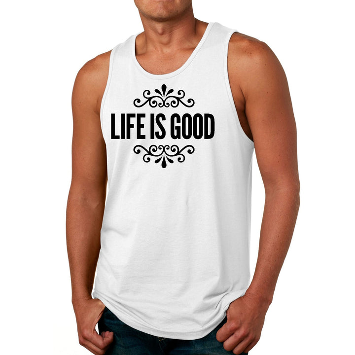 Mens Fitness Tank Top Graphic T-shirt Life is Good Word Art - Mens | Tank Tops