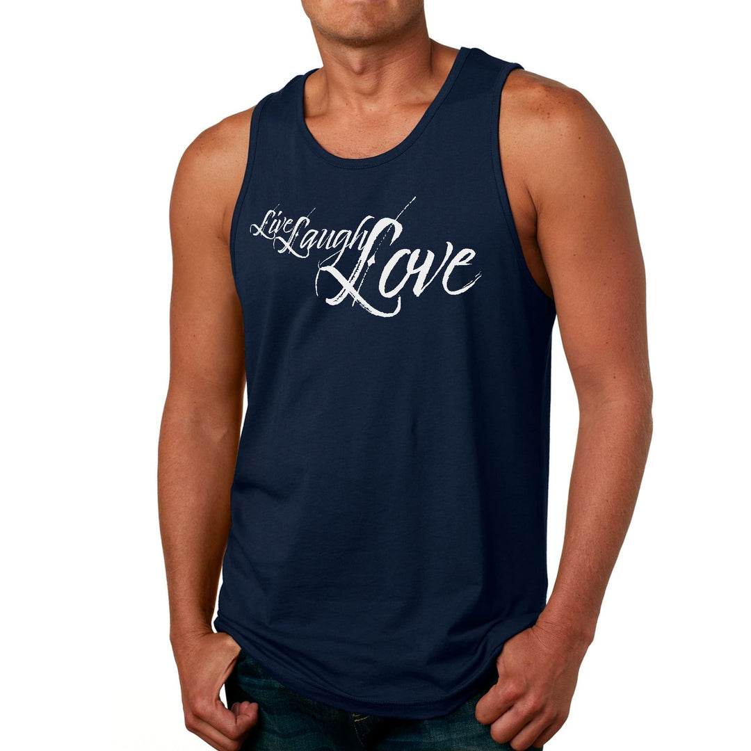 Mens Fitness Tank Top Graphic T-shirt Live Laugh Love Light Grey - Mens | Tank