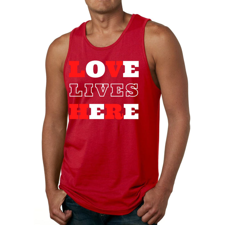 Mens Fitness Tank Top Graphic T-shirt Love Lives Here Christian - Mens | Tank