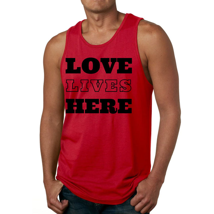 Mens Fitness Tank Top Graphic T-shirt Love Lives Here - Mens | Tank Tops