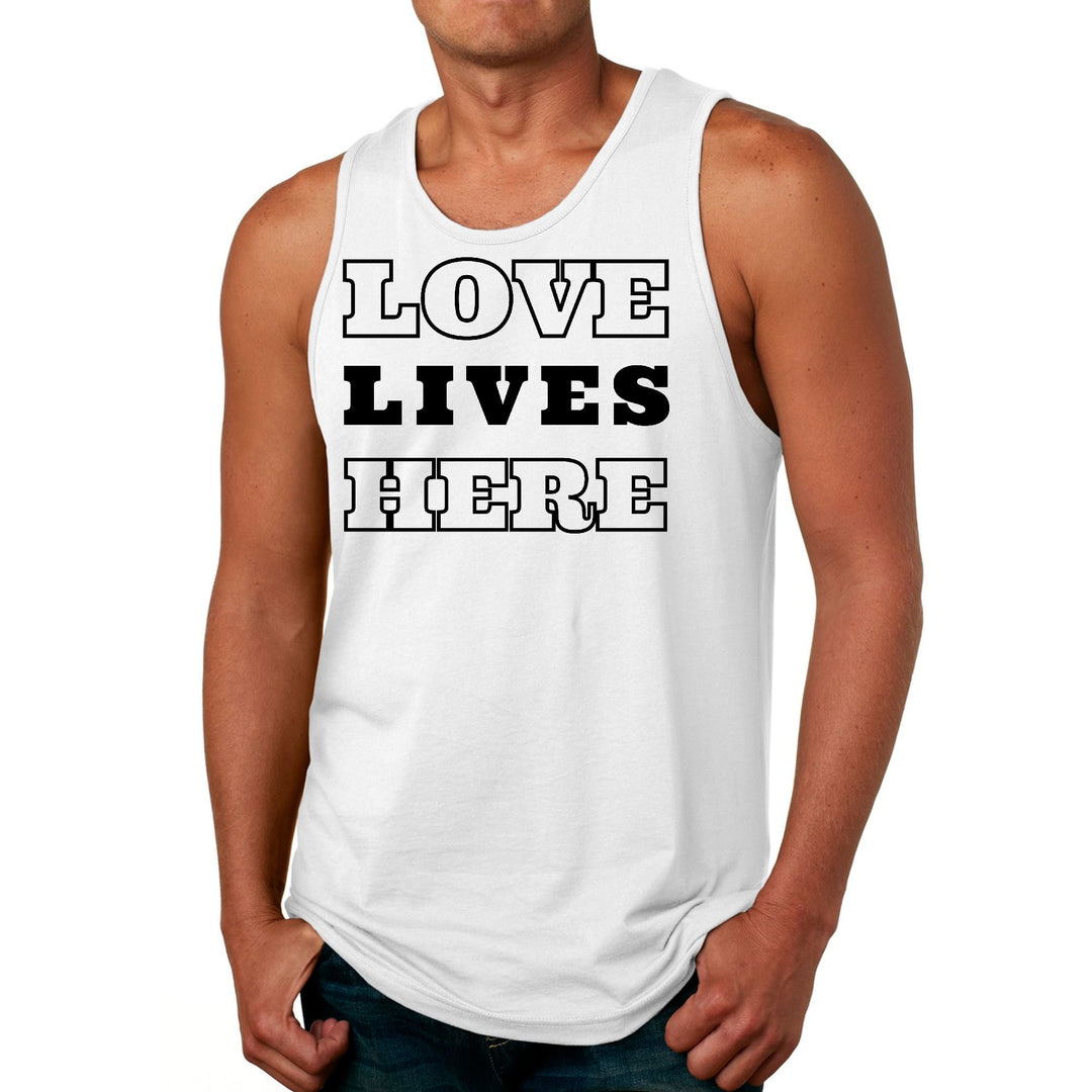 Mens Fitness Tank Top Graphic T-shirt Love Lives Here - Mens | Tank Tops