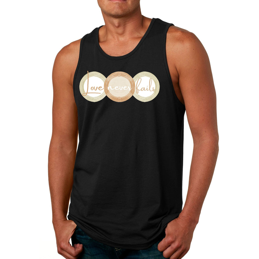 Mens Fitness Tank Top Graphic T-shirt Love Never Fails Pastel Brown - Mens