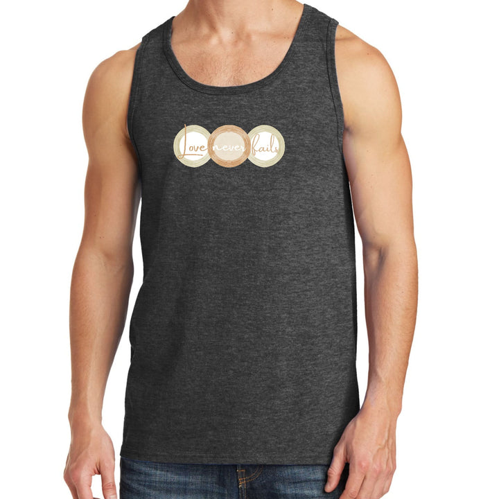 Mens Fitness Tank Top Graphic T-shirt Love Never Fails Pastel Brown - Mens