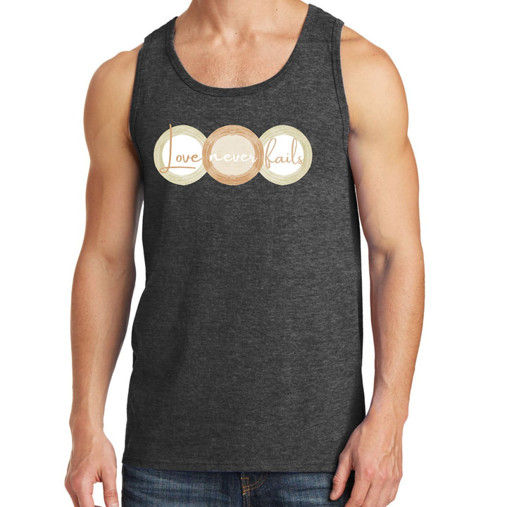 Mens Fitness Tank Top Graphic T-shirt Love Never Fails Pastel Brown - Mens