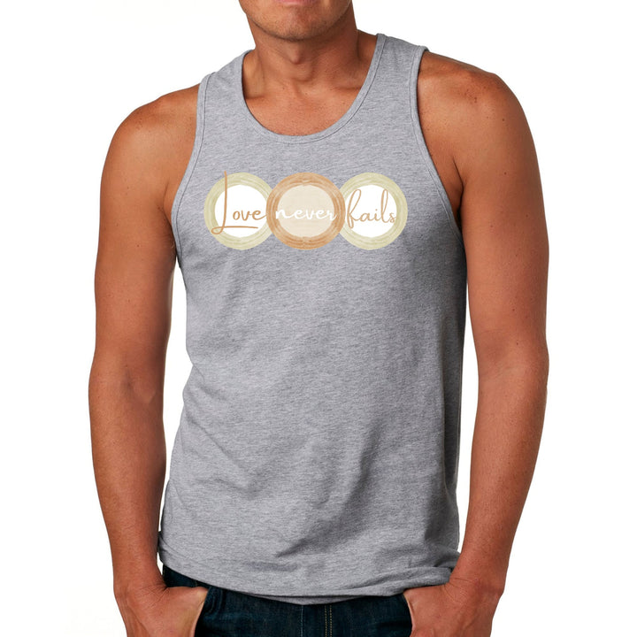 Mens Fitness Tank Top Graphic T-shirt Love Never Fails Pastel Brown - Mens